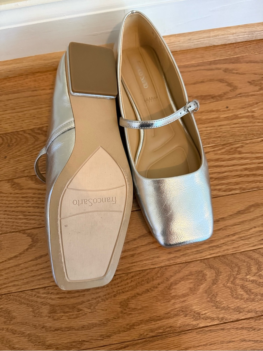 Franco Sarto Metallic Silver Mary Jane Flats - Picture 2 of 3